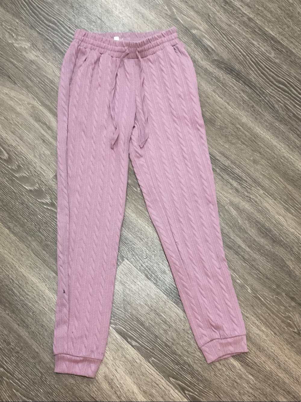 Olive & Oak Cable Knit Joggers - Dusty Rose
